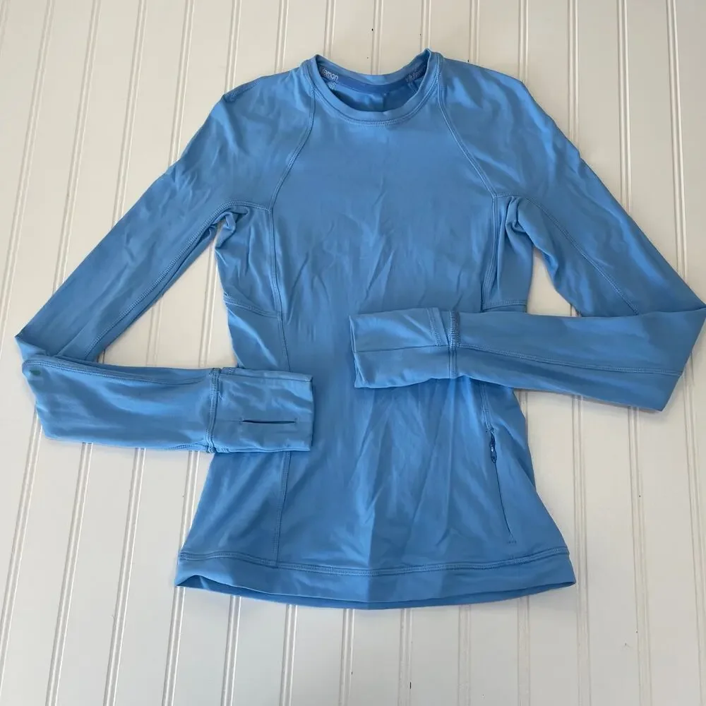 Lululemon Its Rulu Run Long Sleeve Shirt Blue Nile Activewear Size Womens 0 READ